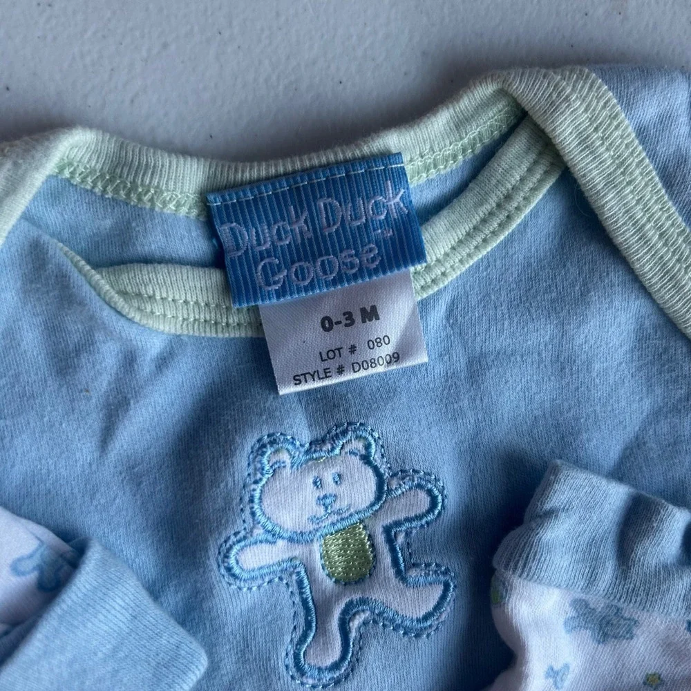Baby Gap Duck Duck Goose Circo Baby Boy 0-3M Blue Tan Bear Outfit Lot 7pc